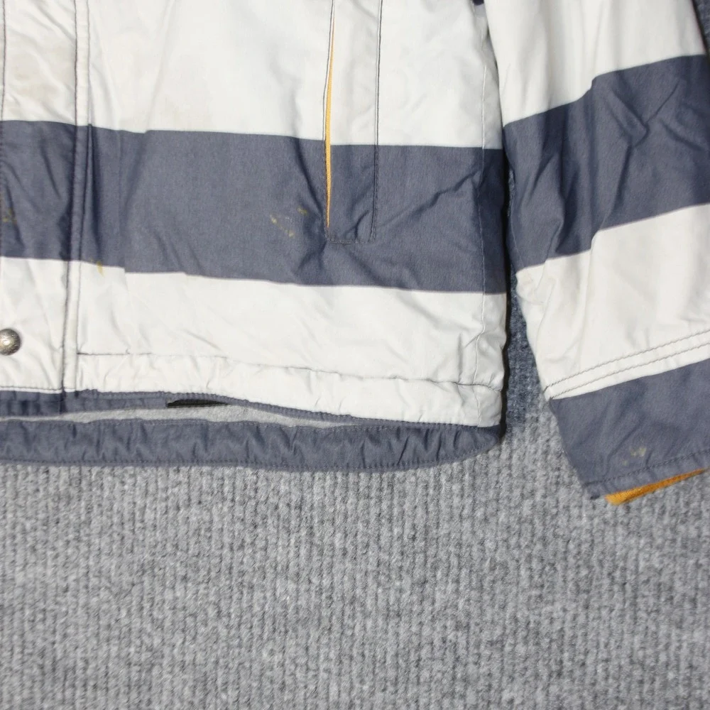 Mini Boden Jacket Boys 13-14Y Blue White Outdoor Coat Striped Puffer